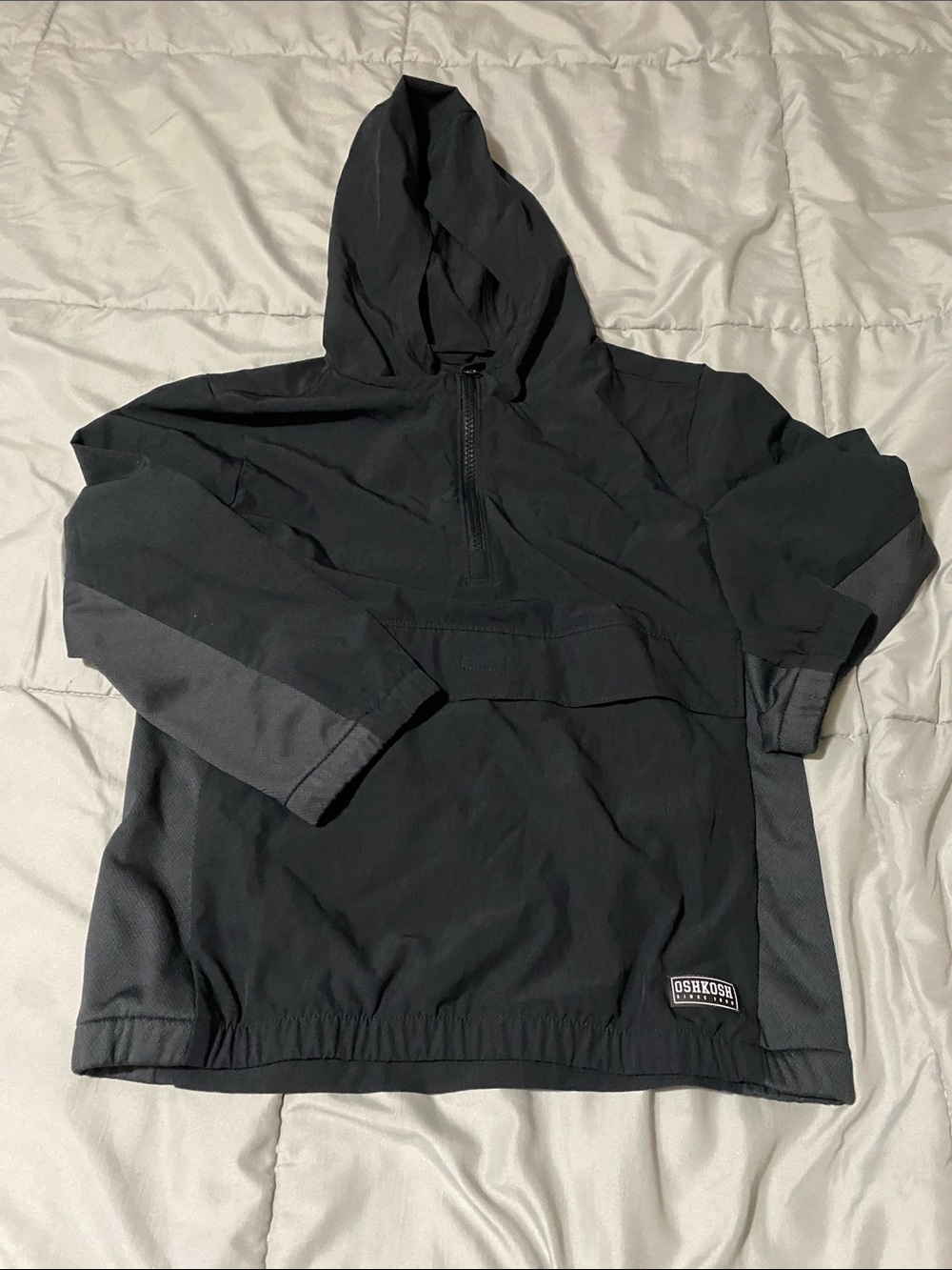OshKosh B'gosh Black Hooded Windbreaker Pullover